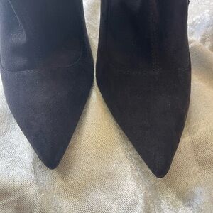 Chic Black Suede Heeled Boots for Women